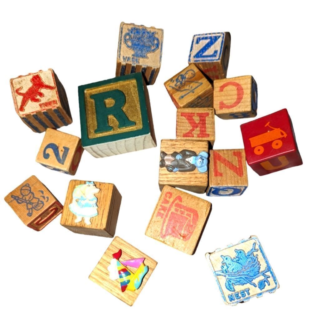 Vintage lot of wooden blocks